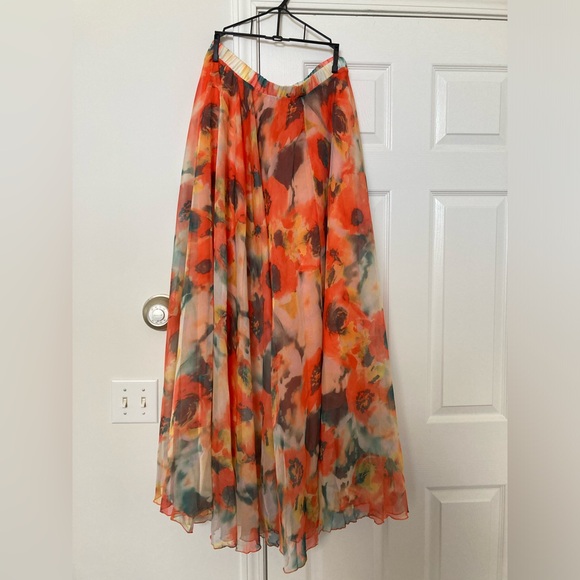 COPY - Orange Blossom Watercolor Maxi Skirt - Picture 3 of 5